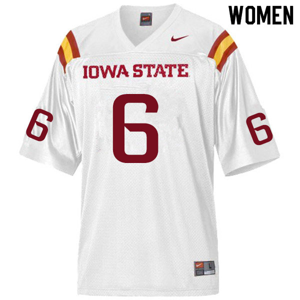 Women #6 Tymar Sutton Iowa State Cyclones College Football Jerseys Sale-White - Click Image to Close